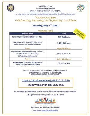 LD East Title I Conference_Bilingual Flyer for Families_5.7.20221024_1.jpg